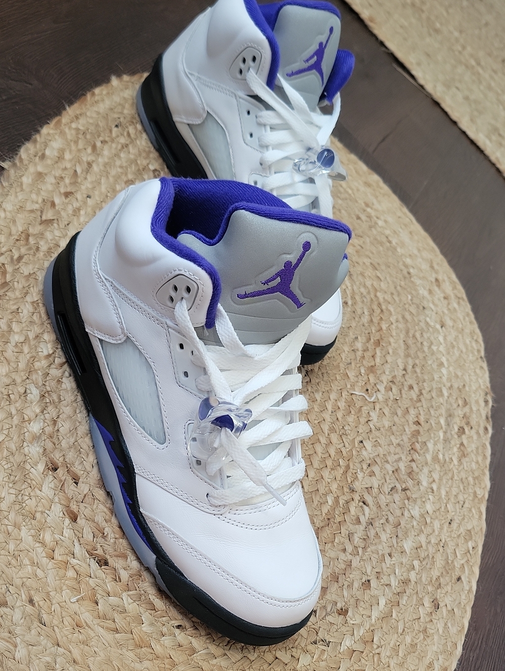 Jordan Kids White Purple Black Sneakers